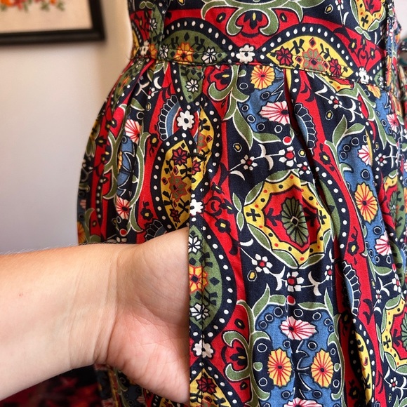 Vintage Esprit Button-Front Mosiac Skirt – Bold Floral Print – 1980s/90s - Picture 8 of 12